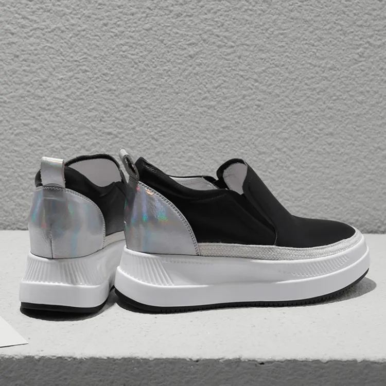 

2019 New Summer Autumn Platform Casual Shoes Woman Sneakers Leather Thick Soled Women Korean Style Ladies Chaussures Femme