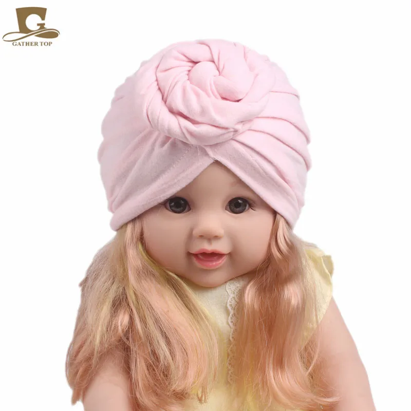 

New girls Hat Cap With Big Bow Soft Cute Knot Nursery Beanie Headband Kids Hats Children Bandana