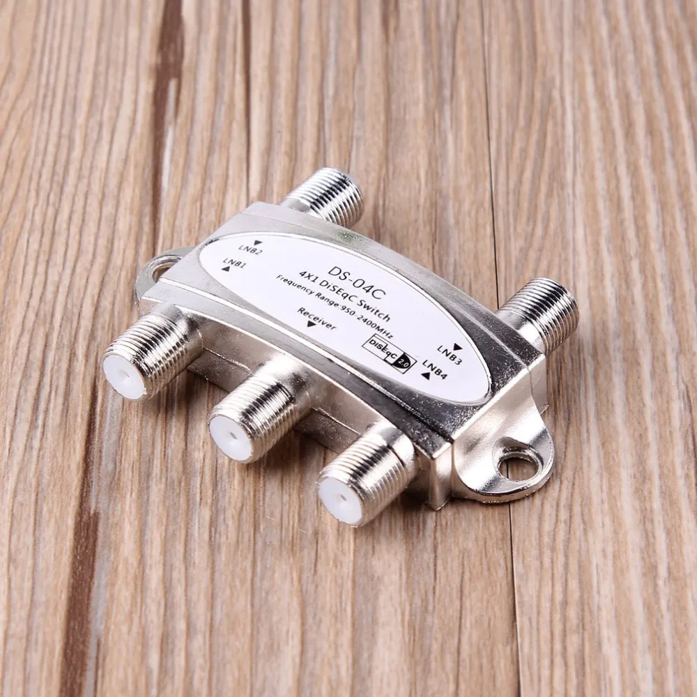 

4 in 1 4 x 1 DiSEqc 4-way Wideband Switch DS-04C High Isolation Connect 4 Satellite Dishes 4 LNB For Satellite Receiver