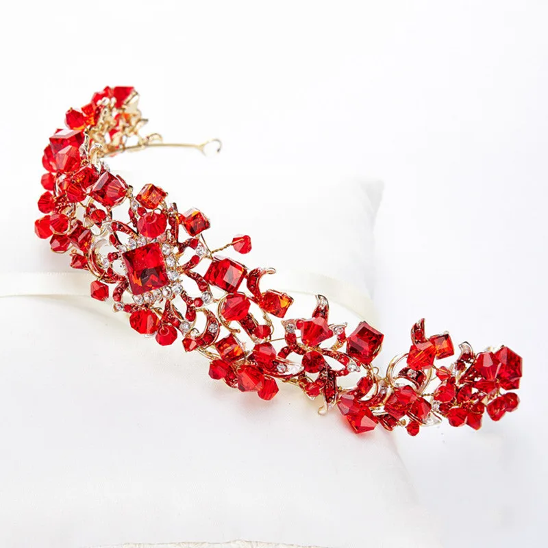 Тиары в стиле барокко для невесты винтажные золотистые тиары с красными