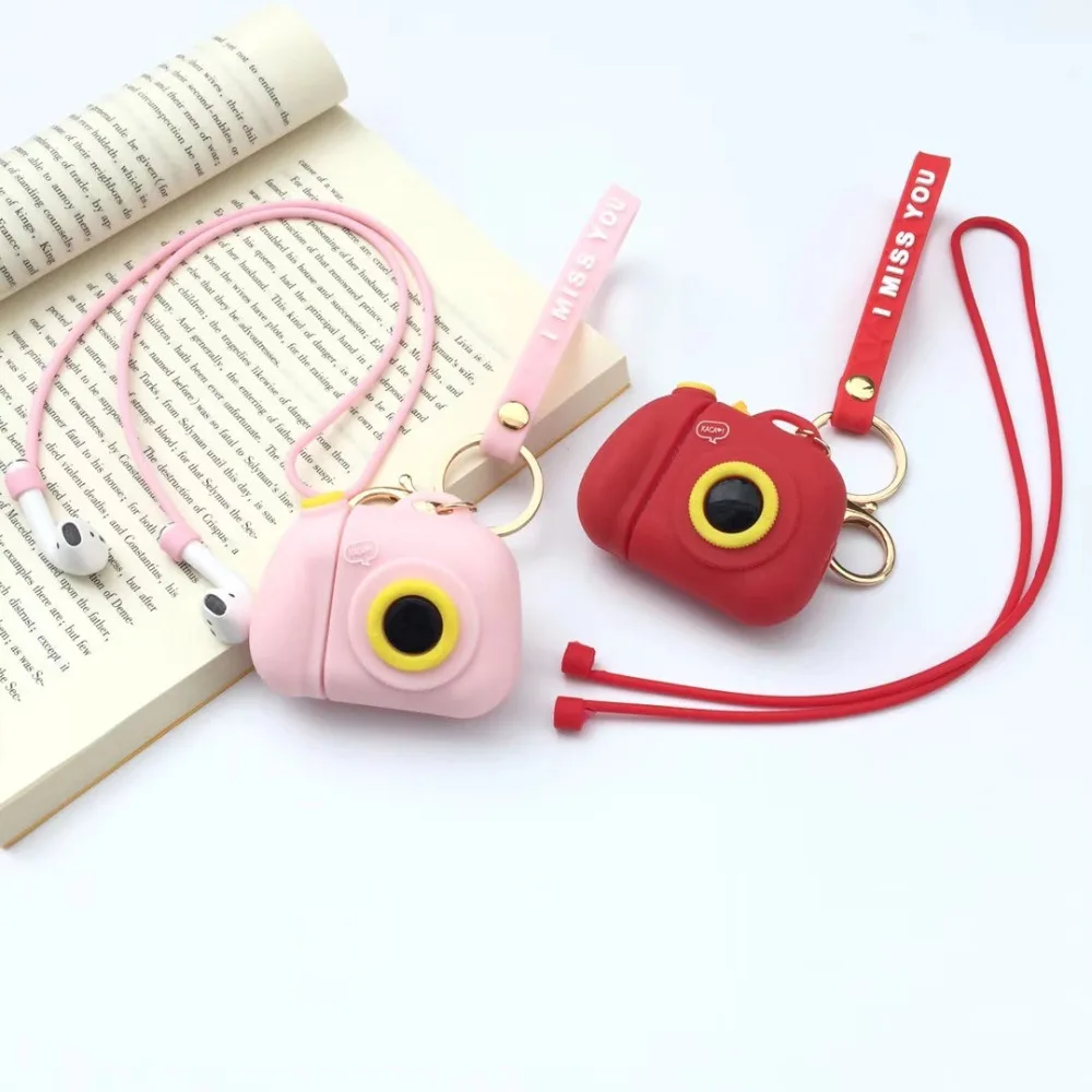 Чехол для наушников с мультяшной камерой для Airpods 2 1, проводная коробка для зарядки, силиконовый чехол для Apple AirPods, беспроводные наушники-аксессуар