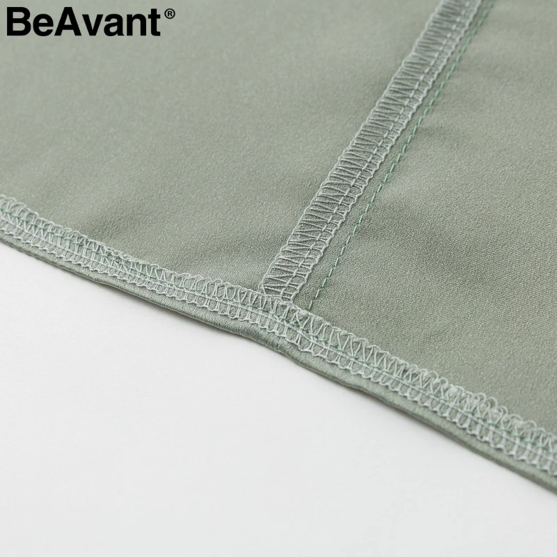 BeAvant, сексуальные зеленые женские Сатиновые топы, с оборками, с поясом, женские летние укороченные топы, камзол, вечерние, Клубные, женские облегающие Топы