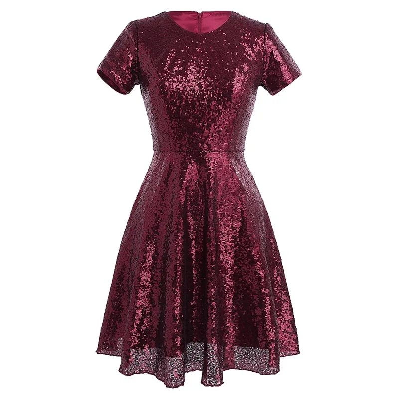 Wine Red IEFiEL, женские платья, Блестящие Блестки, внутренняя подкладка, офисное, Клубное, коктейльное, вечерние, формальные костюмы, женские элегантные платья - Цвет: Wine Red