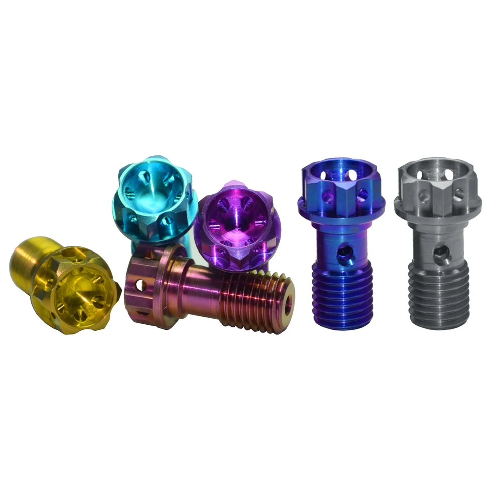 

4 pcs Motorcycle Brake Caliper Titanium banjo bolt Oil Drain Screw/Hollow Screw M10x1.25 For Honda /Yamaha