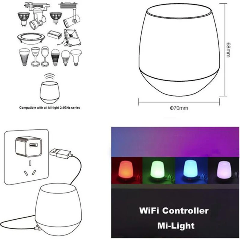 Mi Light GU10 MR16 4 Вт RGB + CCT (CW WW) Светодиодная лампа AC85V-265V 2 4G RF Wifi Пульт дистанционного