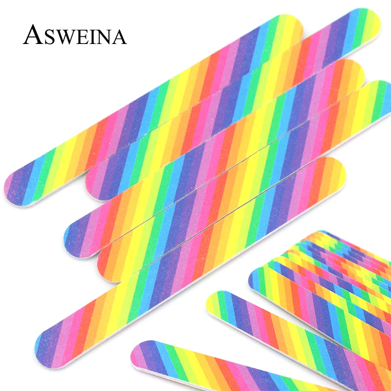 Пилки для ногтей ASWEINA 5 шт./компл. радужного цвета 17 9 мм деревянные материалы