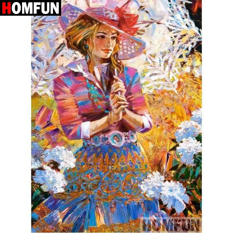 HOMFUN 5D DIY Diamond Painting Full Square/Round Drill &quotUmbrella girl&quot 3D Embroidery Cross Stitch gift Home Decor A04162 | Дом и сад