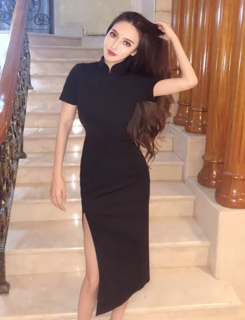 Mr. nut порт ветер ретро тонкий китайский cheongsam Длинное Элегантное повседневное с