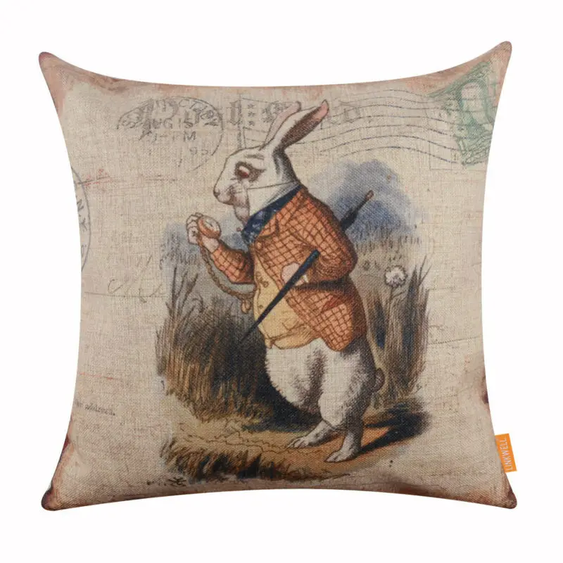 

LINKWELL 18 "x 18" Счастливый Пасхальный кролик подарок домашний декор сезонное украшение праздник Мешковина наволочка