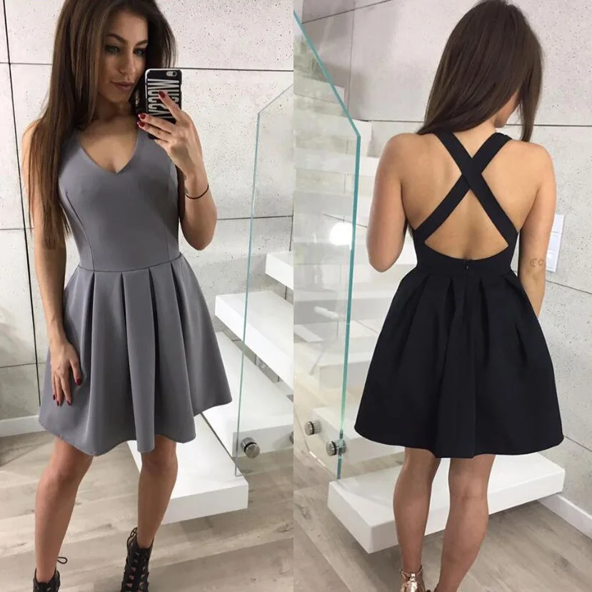 Birdone 2017 летний новый мода женщин сексуальное backless dress женщины твердые рукавов v