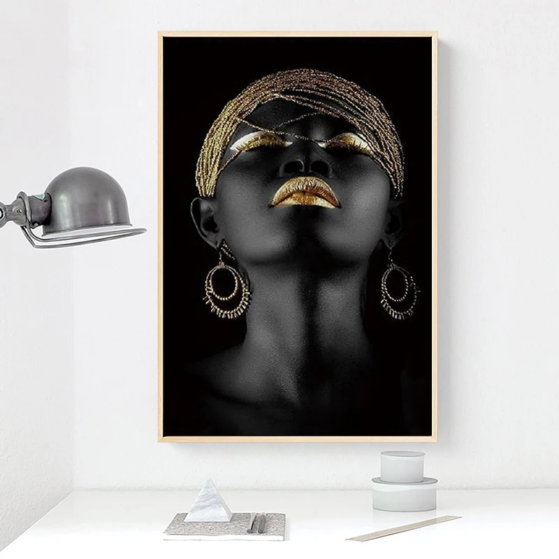 Mordern модные черные женские художественные полотна картины печать Золотые губы