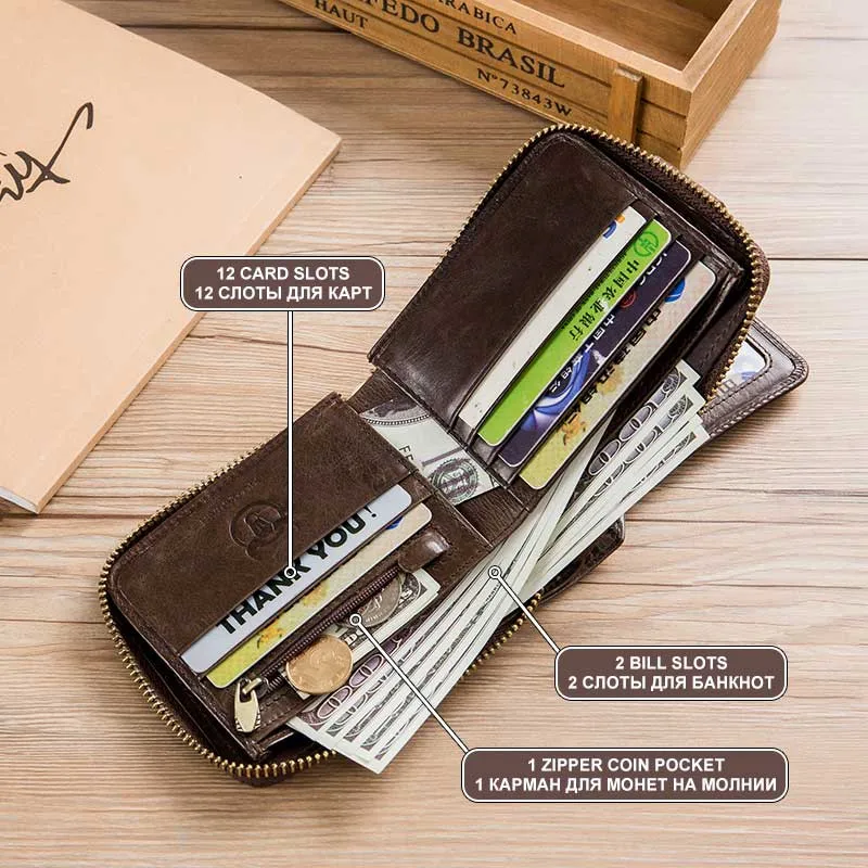 Кошелек BULLCAPTAIN мужской из натуральной кожи роскошный брендовый бумажник для