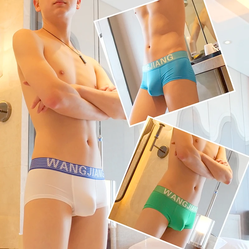

C 3pcs/lot summer men's silk underwear sexy low rise breathable male U thin convex comfortable youth four angle pants 5004PJ