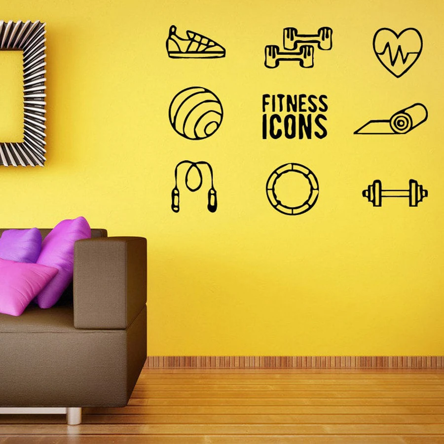 

Fitness Icons Wall Decals Bedroom Home Decor Workout Gym Vinyl Wall Stickers Sport Bodybuilding Lovely Art Mural Removable S213