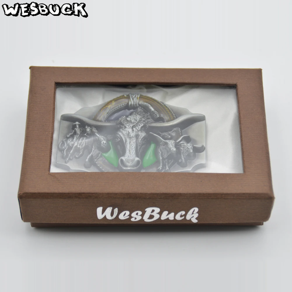 Высококачественная ковбойская пряжка для ремня WesBuck серебристого цвета мужчин и
