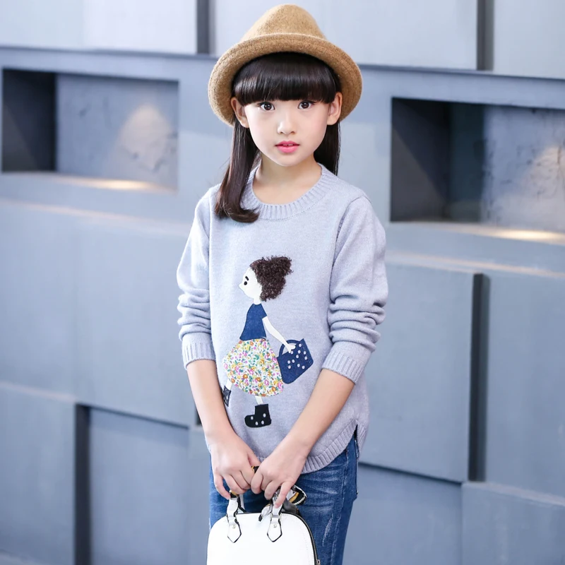 Свитера для девочек детская одежда на осень и зиму 2018 свитера с круглым вырезом