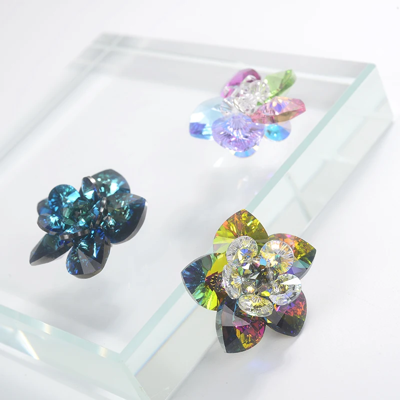 Original Crystals From Swarovski-Elements Flower Pendant Necklace For Women Silver Color Hearts DIY Collares Jewelry Lovers Gift | Украшения
