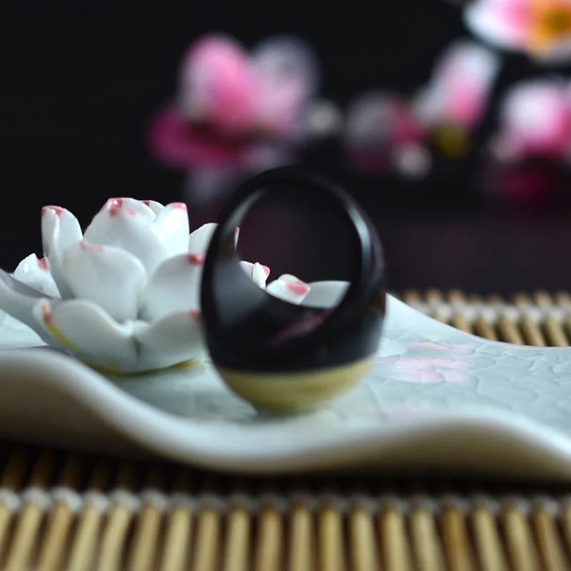 Черный эллипс изысканный ручной кольцо тянуть что личность природных мода