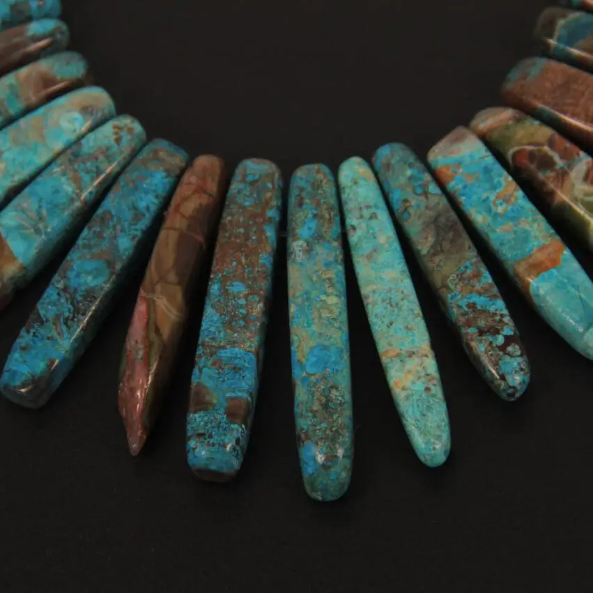 

15.5/Strand Natural Slab Blue Ocean Stone Beads Pendants/Necklace ,Top Drilled Slices Beads Raw Stones Jewelry Making Bulk