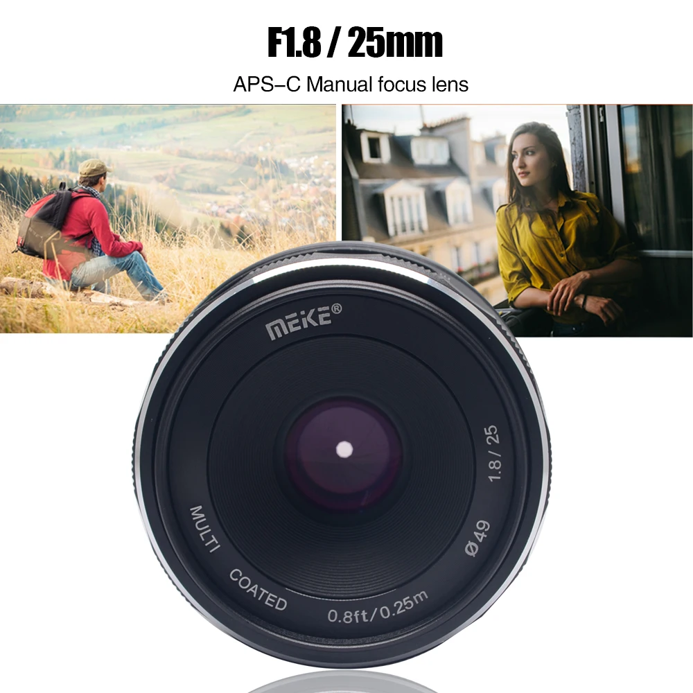 Meike 25 мм f/1,8-16 широкоугольный объектив с большой апертурой объектив с ручным фокусом для Canon EF M-mount беззеркальных камер с APS-C
