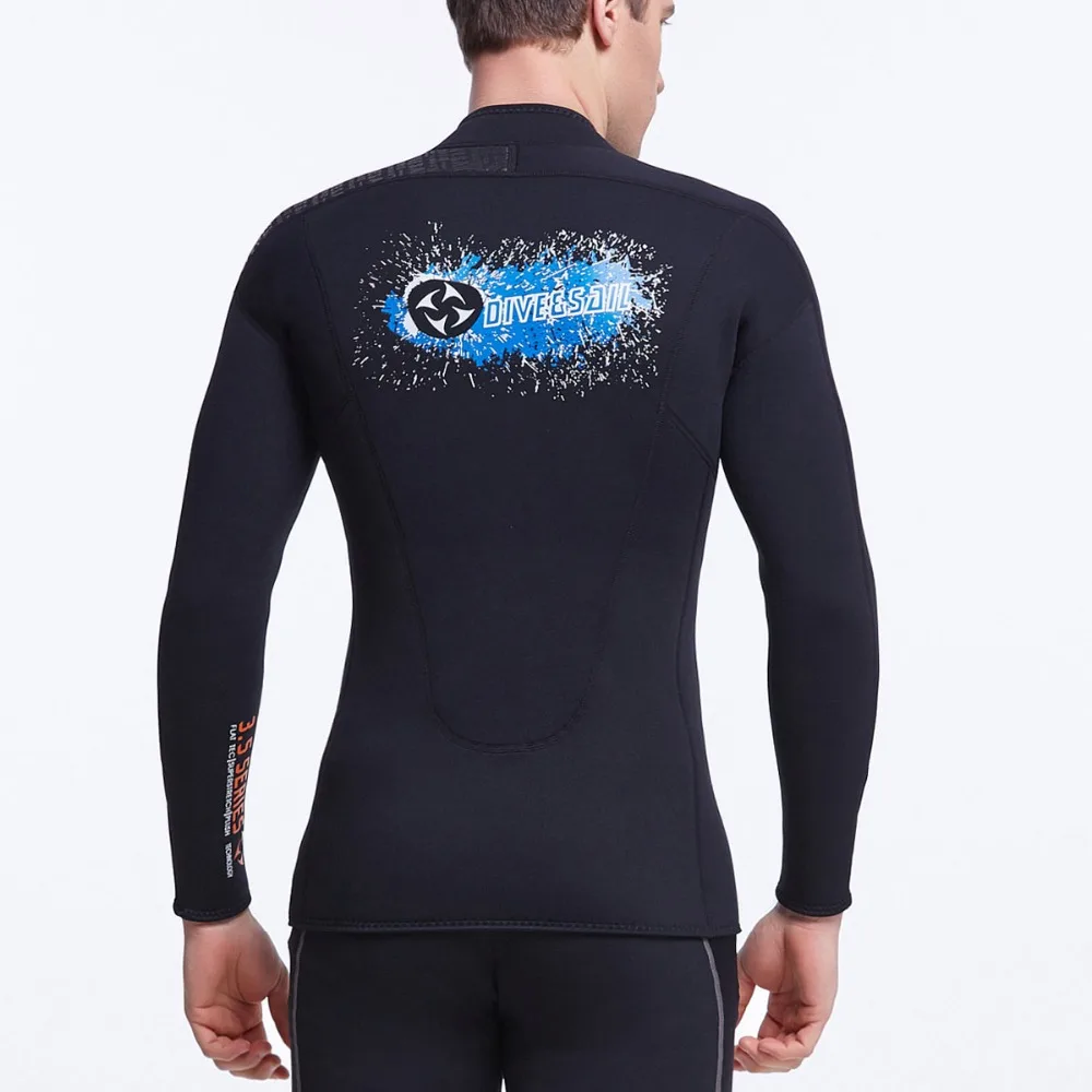 Неопреновая куртка 3 мм топ для Гидрокостюма Черная передняя молния мужчин с