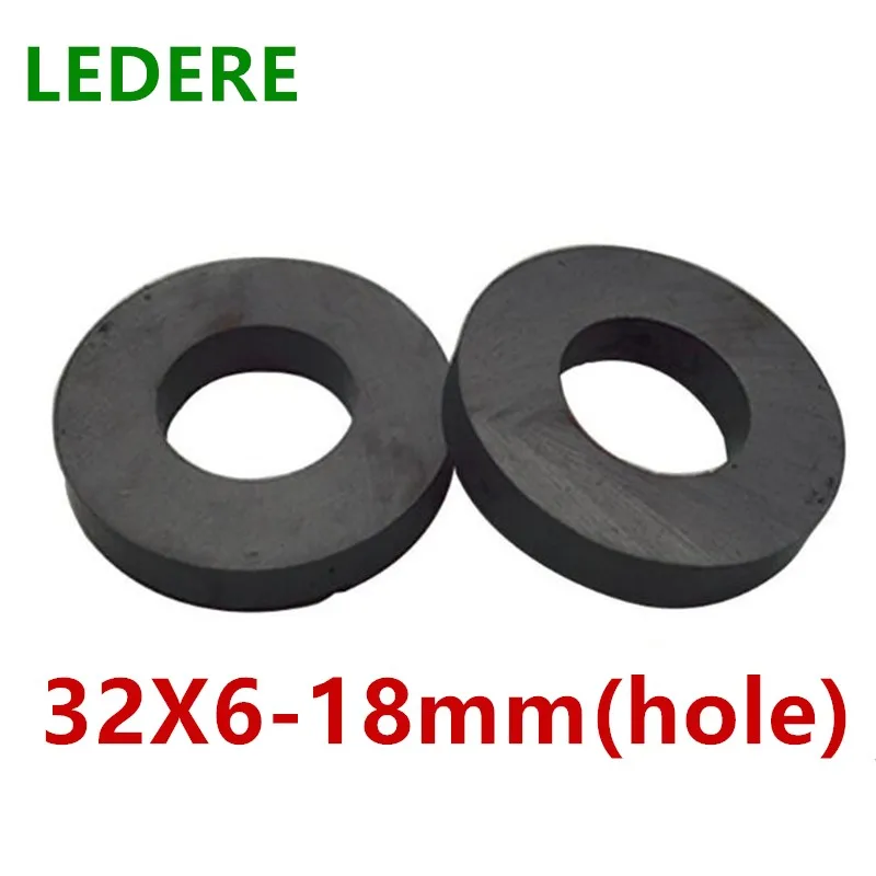 LEDERE 10pcs/lot Y30 Ring Ferrite Magnet 32*6 mm Hole 18mm Permanent magnet 32mm x 6mm Black Round Speaker 32X6 32-18*6