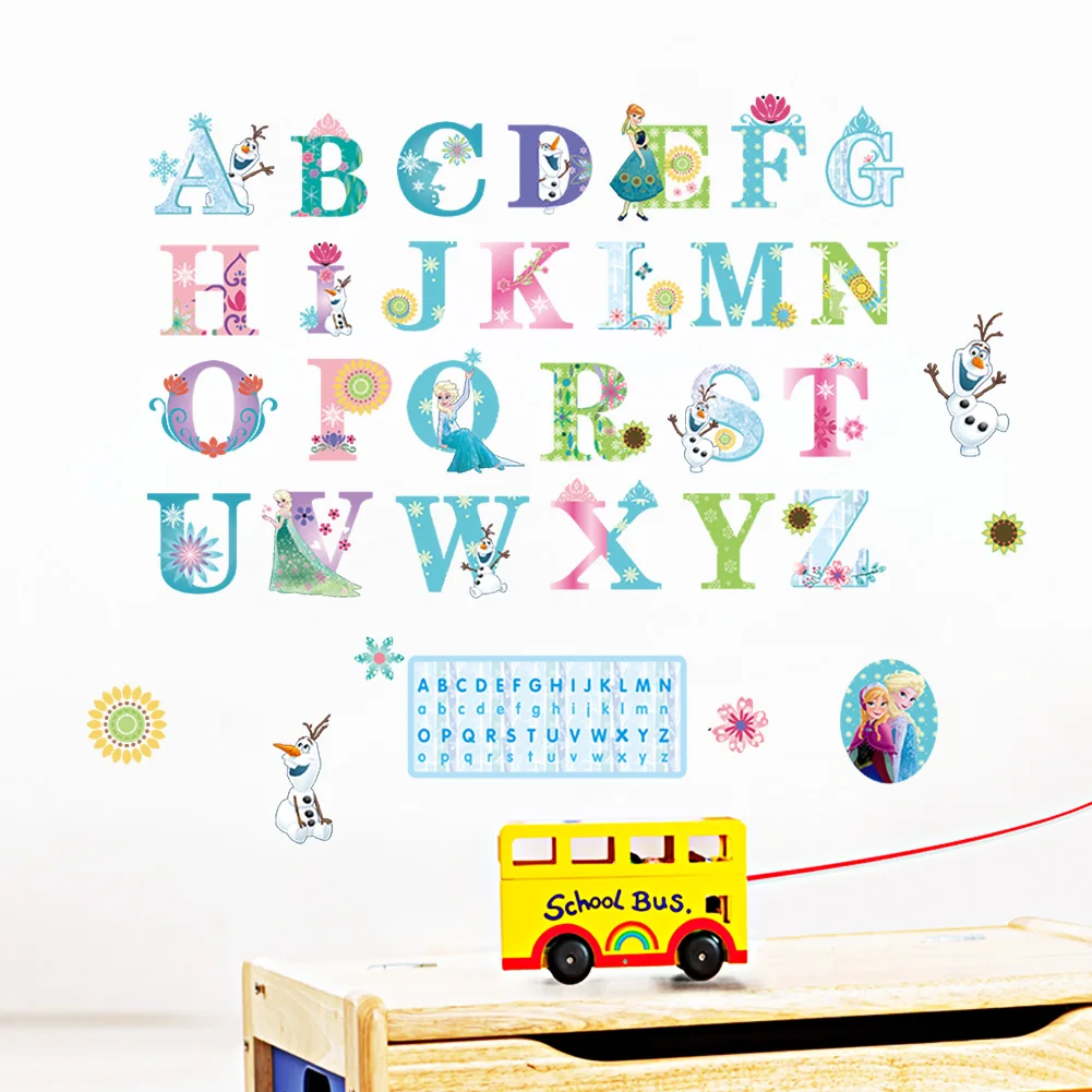 Мультфильм Дисней замороженные 26 английские буквы Алфавит настенные наклейки