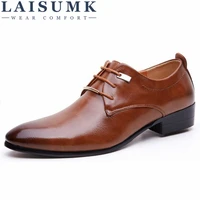 laisumk new men flats leather shoes pointed oxford flat male shoes mens luxury brand with box size 38 46