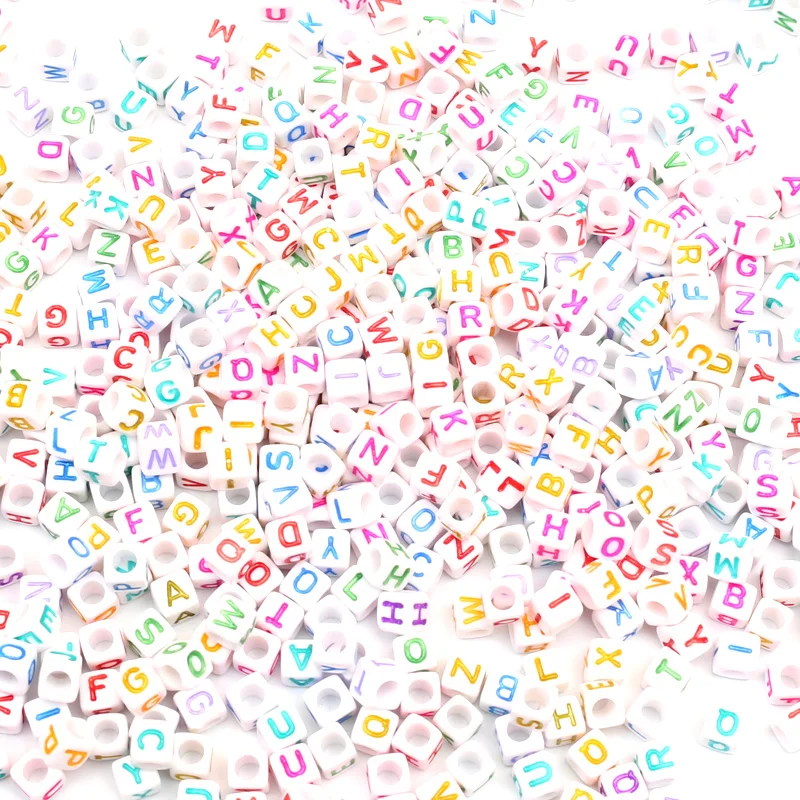 200 шт. акриловые бусины с разноцветными буквами для украшений|Бусины| |