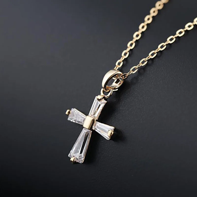 AAA Austrian crystal cross pendant necklace silver gold color wedding jewelry for woman fashion valentine's gifts | Украшения и