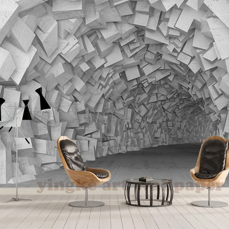 Фото 3D обои росписи 3d кирпич простой стереоскопический космический Геометрия