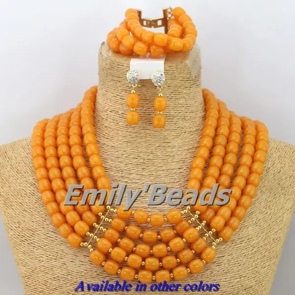 Набор ювелирных изделий из бисера 5 слоев оранжевый/розовый|coral beads jewelry set|beaded