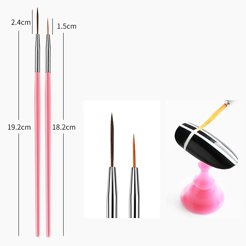 15 шт Nail Art Набор кистей Рисунок Живопись линия Nail полировальная ручка Розовый Красный Розовый Ручка Nail расставить маникюрные инструменты для салона