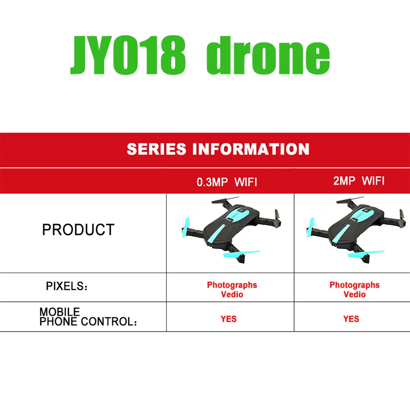 JY018 ELFIE WiFi FPV Квадрокоптер мини складной селфи Дрон RC Дроны с 2МП камерой HD