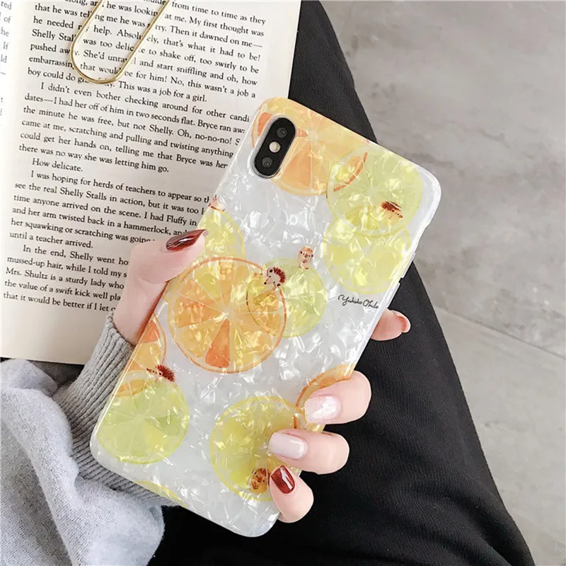 Summer Small Fresh Lemon Shell Ppattern Phone Case for iphone 6 6s 7 8 Plus All-inclusive Anti-fall Soft Cover XS Max XR |