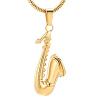 ijd10054 stainless steel musical collection cremation jewelrygolden saxophone keepsake memorial urn necklace for ash