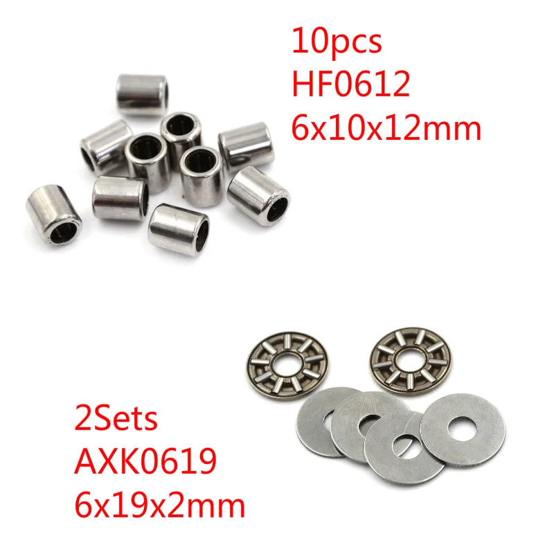 10 шт. 6x10x12 мм HF0612 односторонний роликовый подшипник Cluth Needle или 2 AXK0619 6x19x2 Упорный