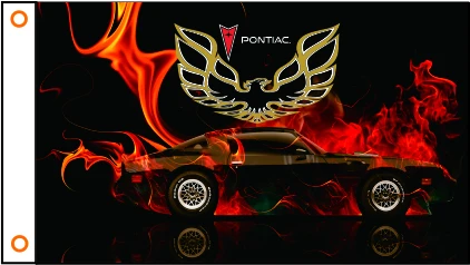Автомобильный флаг Pontiac Firebird Banner 3 фута x 5 футов 100% полиэстер 03 | Дом и сад