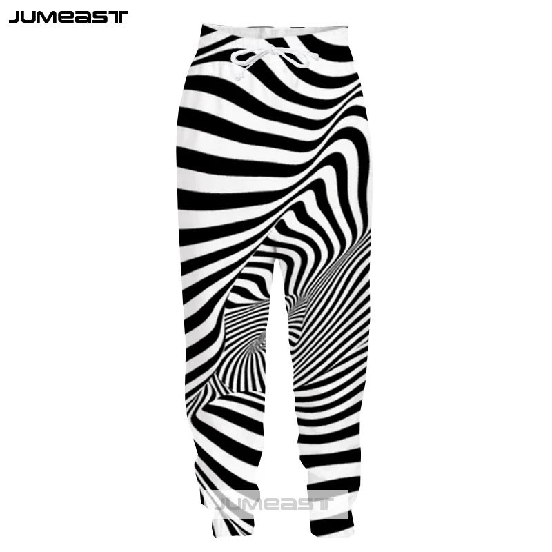 Мужские и женские брюки Jumeast повседневные спортивные штаны в черно белую полоску