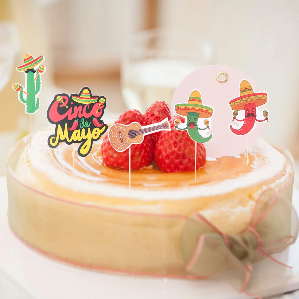 10 шт торт Топпер Мексиканская тематическая соломенная шляпа Чили кактус дизайн с