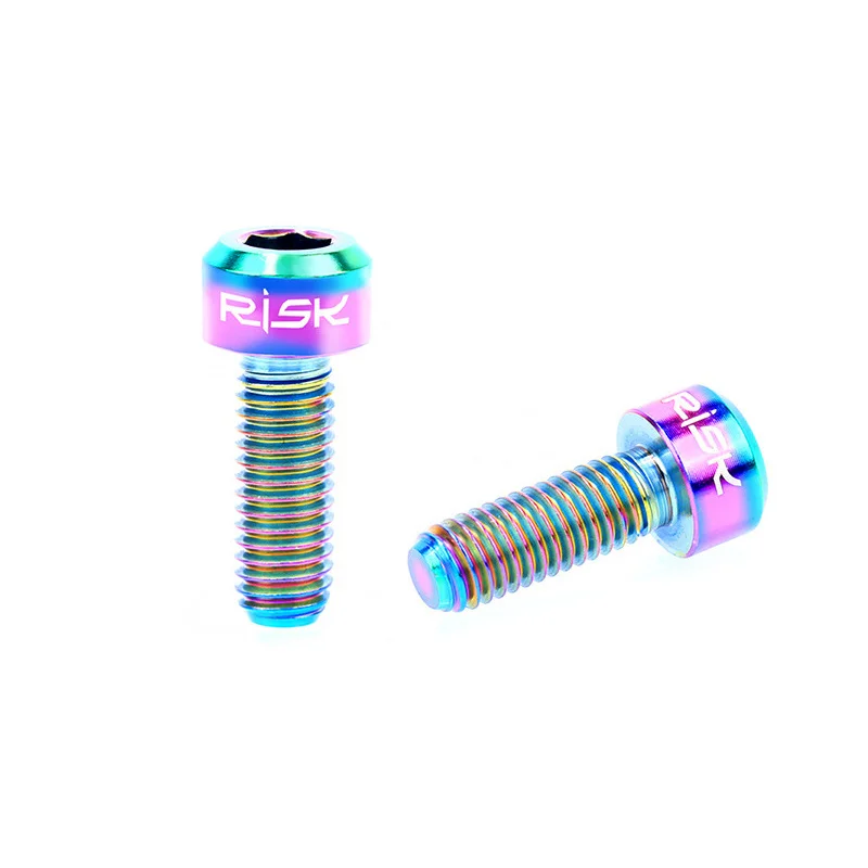 Rainbow 2 шт. M5* 14 титановый тормозной рычаг болты для MTB переключатель рычаг винты фиксированная Тормозная ручка болт 4 цвета запчасти для велосипеда - Цвет: Rainbow
