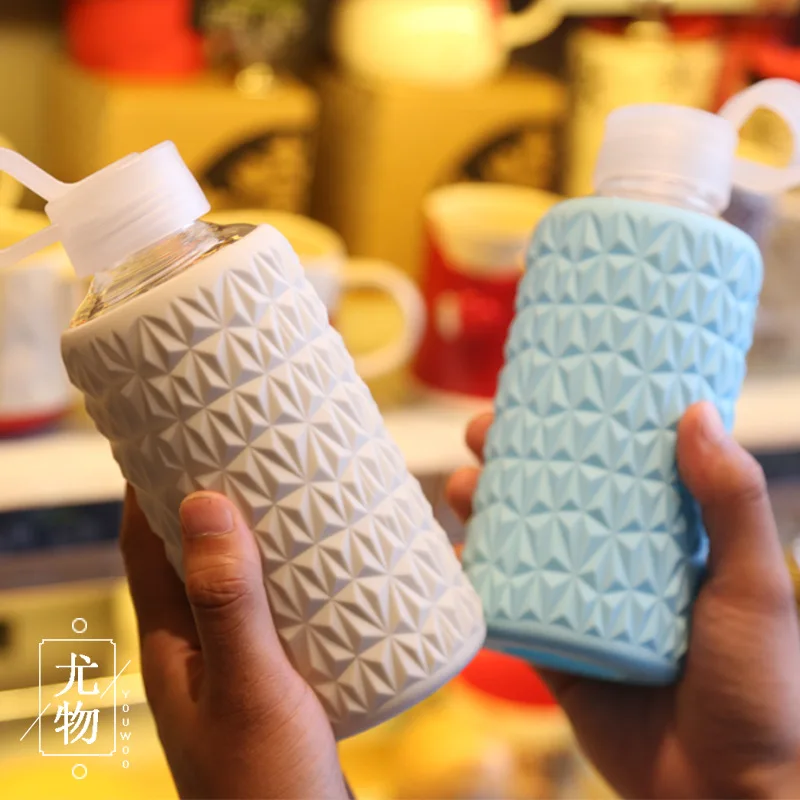 500 мл Новая Модная красочная стеклянная бутылка для воды красивый подарок