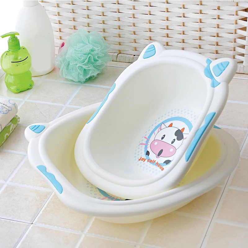 Cute Cartoon Baby Washbasin Newborn Infant Wash Face Foot Ass Bath Tub Children's Cow Washing Bathtub | Мать и ребенок