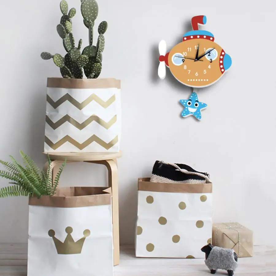 Modern Cute Cartoon Shape Pendulum Wall Clock DIY Decor for Kids Room Bedroom Decoration | Дом и сад