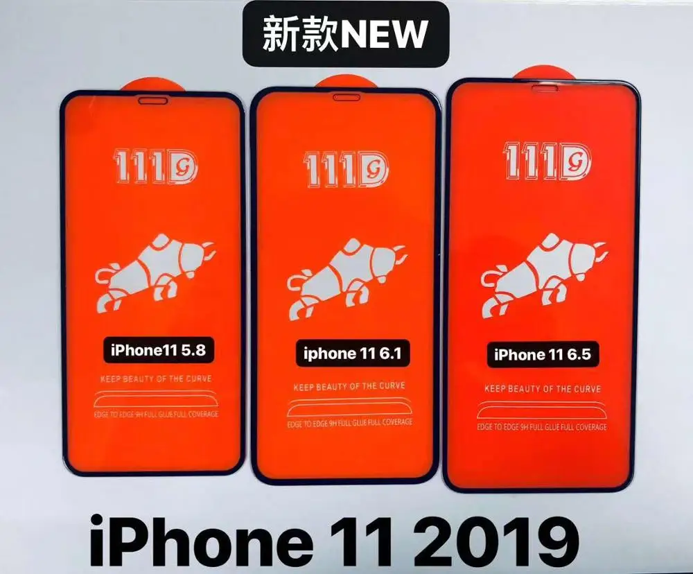 Защитное стекло закаленное для IPHONE 11 5 8/6 1/6 25 шт. 111D большой радиус высокое