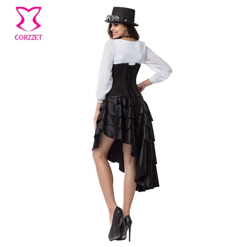 Черные сексуальные корсеты и бюстье из парчи готическое платье в стиле стимпанк