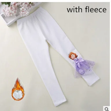 pants wiht fleece-2 Штаны для малышей, коллекция года, флисовые детские штаны-колокольчики, весенние леггинсы для девочек с героями мультфильмов Анна, Эльза, София, принцесса, штаны с вышивкой - Цвет: pants wiht fleece-2