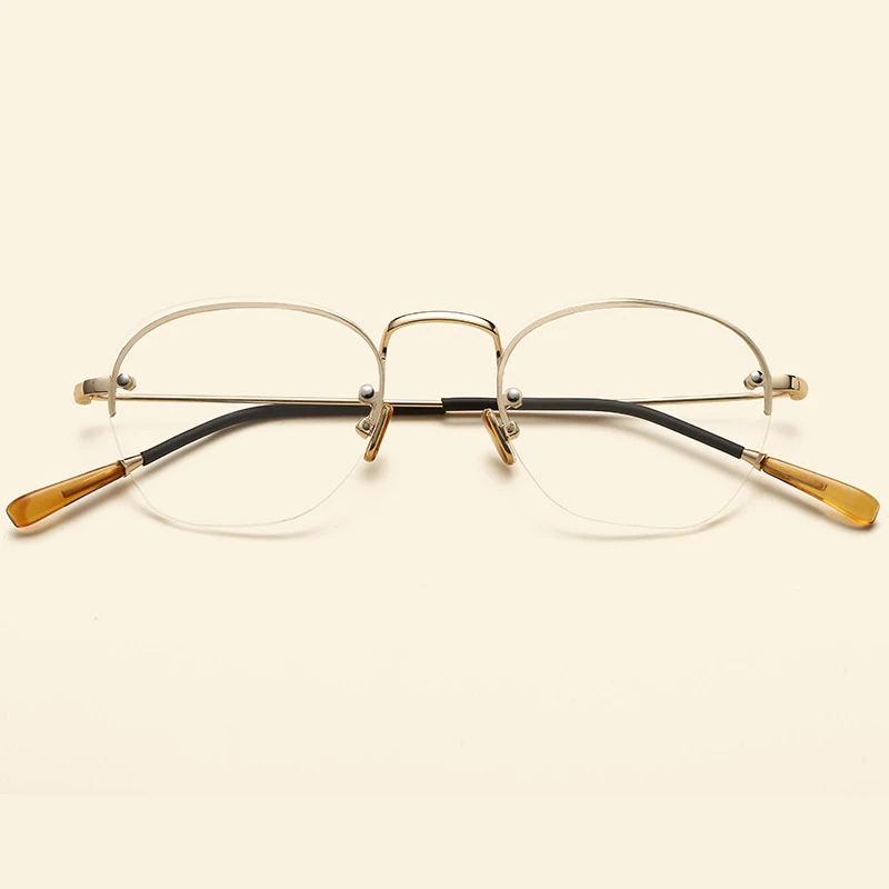 

New Fashion Classic Half Frame Optical Glasses Korea Trendy Small Frame Goggles Women Men Vintage Metal Myopia Eyeglasses Frames
