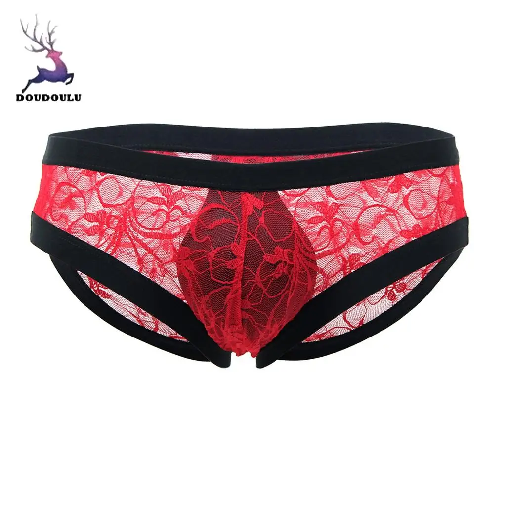 Мужское нижнее белье DOUDOULU сексуальное с кружевным ремешком трусы cuecas cueca masculina Sissy
