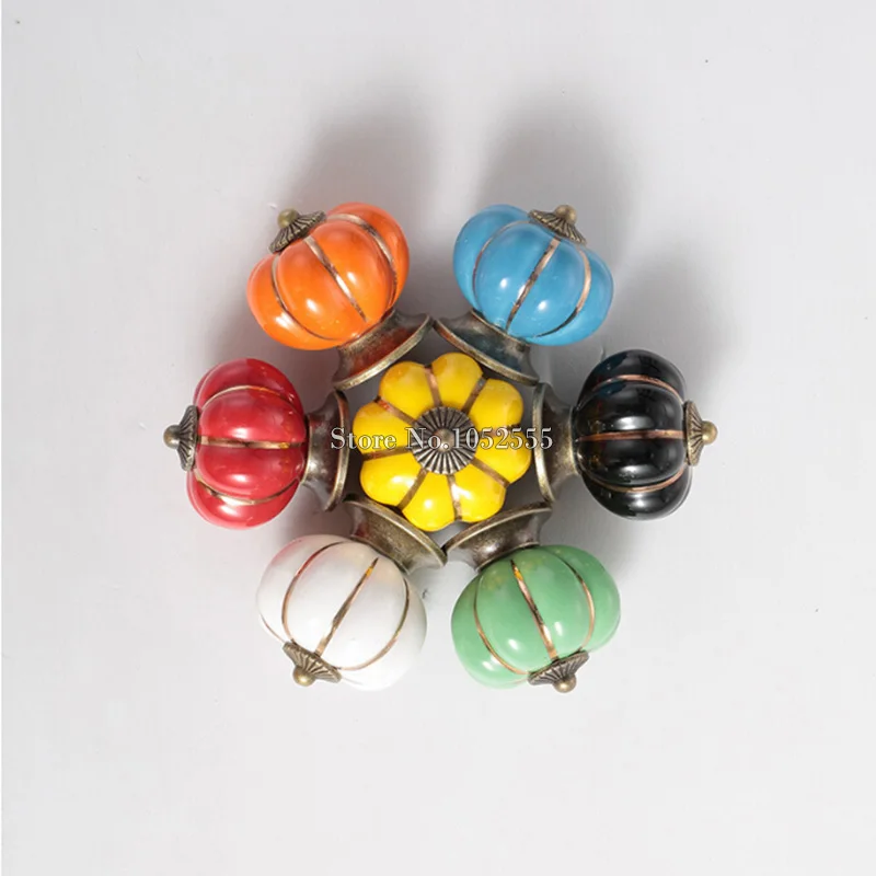 10 шт. в форме тыквы керамические дверные ручки шкаф ящик комод ручка креативные